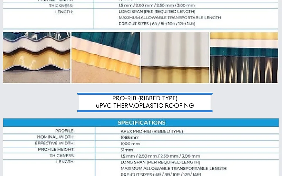 High12 PRO-CORR and PRO-RIB UPVC roofing product specifications